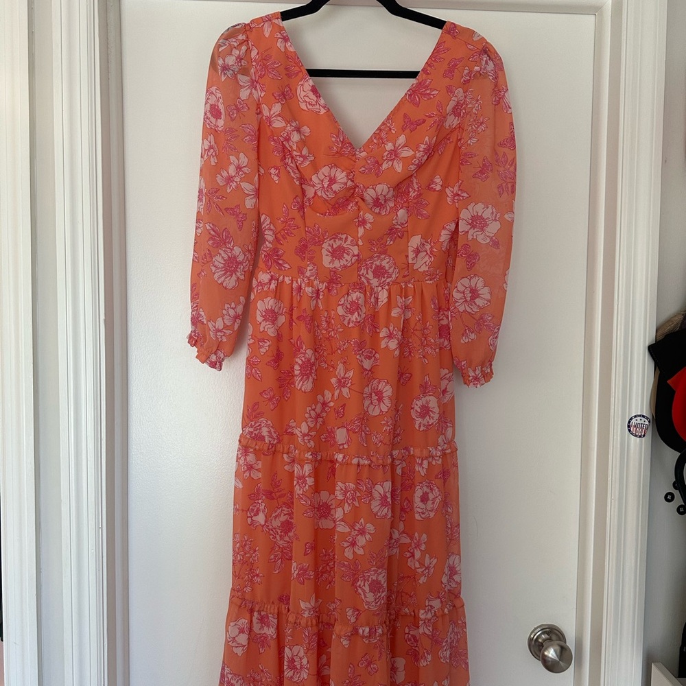 Sincerely Jules Vibrant Floral Long Sleeve Dress